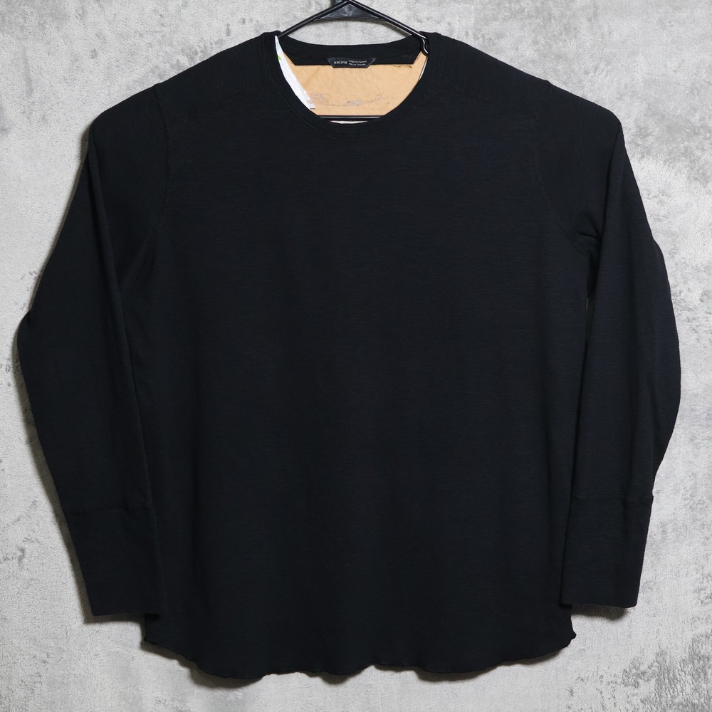 Wings + Horns Sweater Mens XXL Black Slub Knit Raw Hem Long Sleeve Shirt Canada
